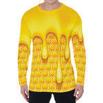 Sweet Honey Bee Hive Print Men's Long Sleeve T-Shirt