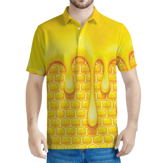 Sweet Honey Bee Hive Print Men's Polo Shirt