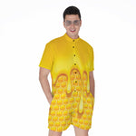 Sweet Honey Bee Hive Print Men's Rompers