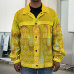 Sweet Honey Bee Hive Print Men's Shirt Jacket