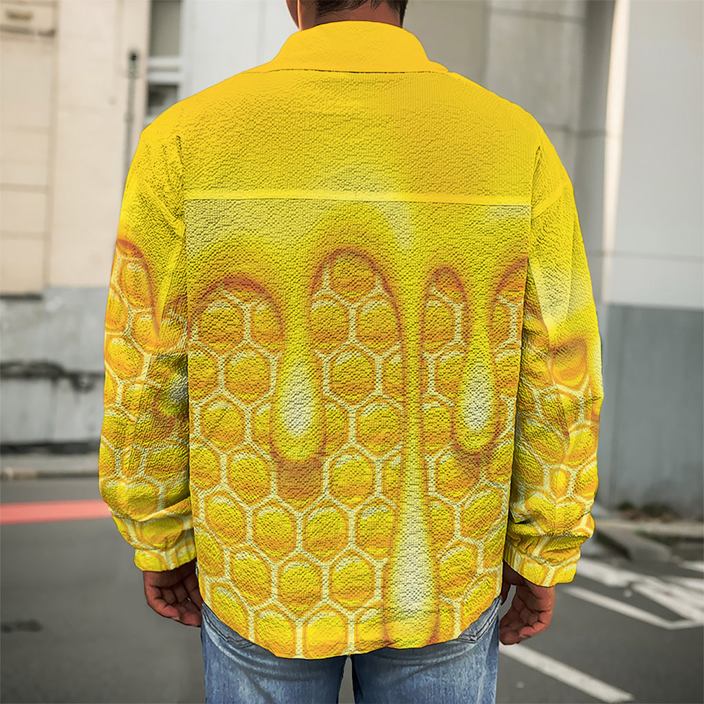 Sweet Honey Bee Hive Print Men's Shirt Jacket