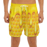 Sweet Honey Bee Hive Print Men's Split Running Shorts