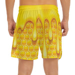 Sweet Honey Bee Hive Print Men's Split Running Shorts
