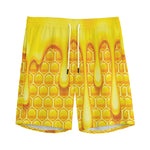 Sweet Honey Bee Hive Print Men's Sports Shorts