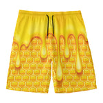 Sweet Honey Bee Hive Print Men's Swim Trunks