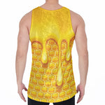 Sweet Honey Bee Hive Print Men's Velvet Tank Top