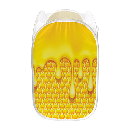 Sweet Honey Bee Hive Print Mesh Laundry Hamper