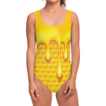 Sweet Honey Bee Hive Print One Piece Swimsuit