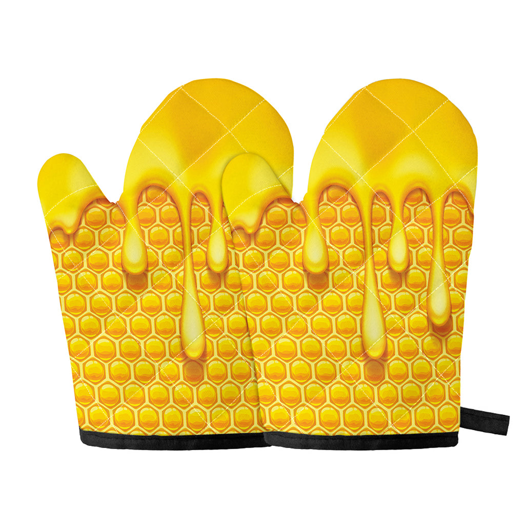Sweet Honey Bee Hive Print Oven Mitts
