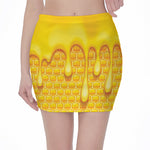 Sweet Honey Bee Hive Print Pencil Mini Skirt
