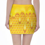 Sweet Honey Bee Hive Print Pencil Mini Skirt