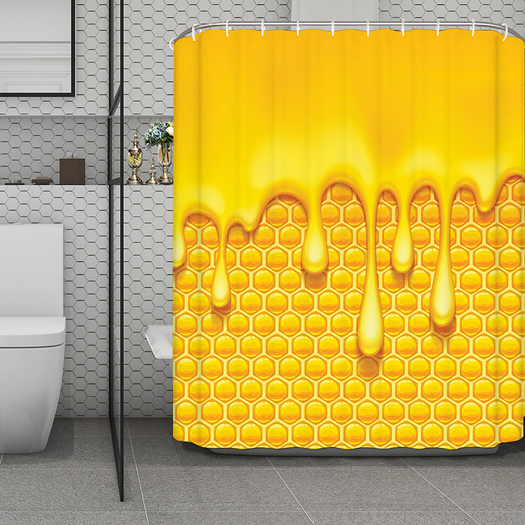 Sweet Honey Bee Hive Print Polyester Shower Curtain