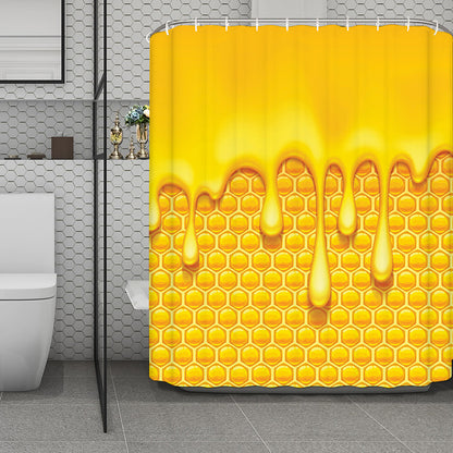 Sweet Honey Bee Hive Print Polyester Shower Curtain