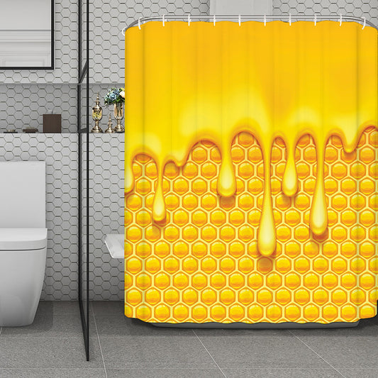 Sweet Honey Bee Hive Print Polyester Shower Curtain