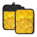 Sweet Honey Bee Hive Print Pot Holders With Pocket