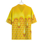 Sweet Honey Bee Hive Print Rayon Hawaiian Shirt