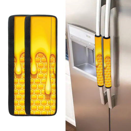 Sweet Honey Bee Hive Print Refrigerator Handle Covers