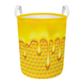 Sweet Honey Bee Hive Print Round Laundry Basket