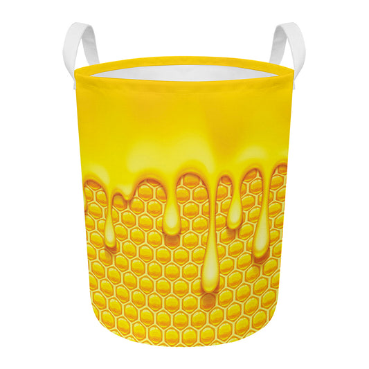 Sweet Honey Bee Hive Print Round Laundry Basket
