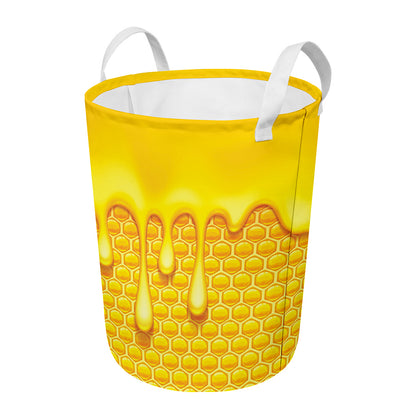 Sweet Honey Bee Hive Print Round Laundry Basket