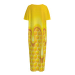 Sweet Honey Bee Hive Print Short Sleeve Long Nightdress