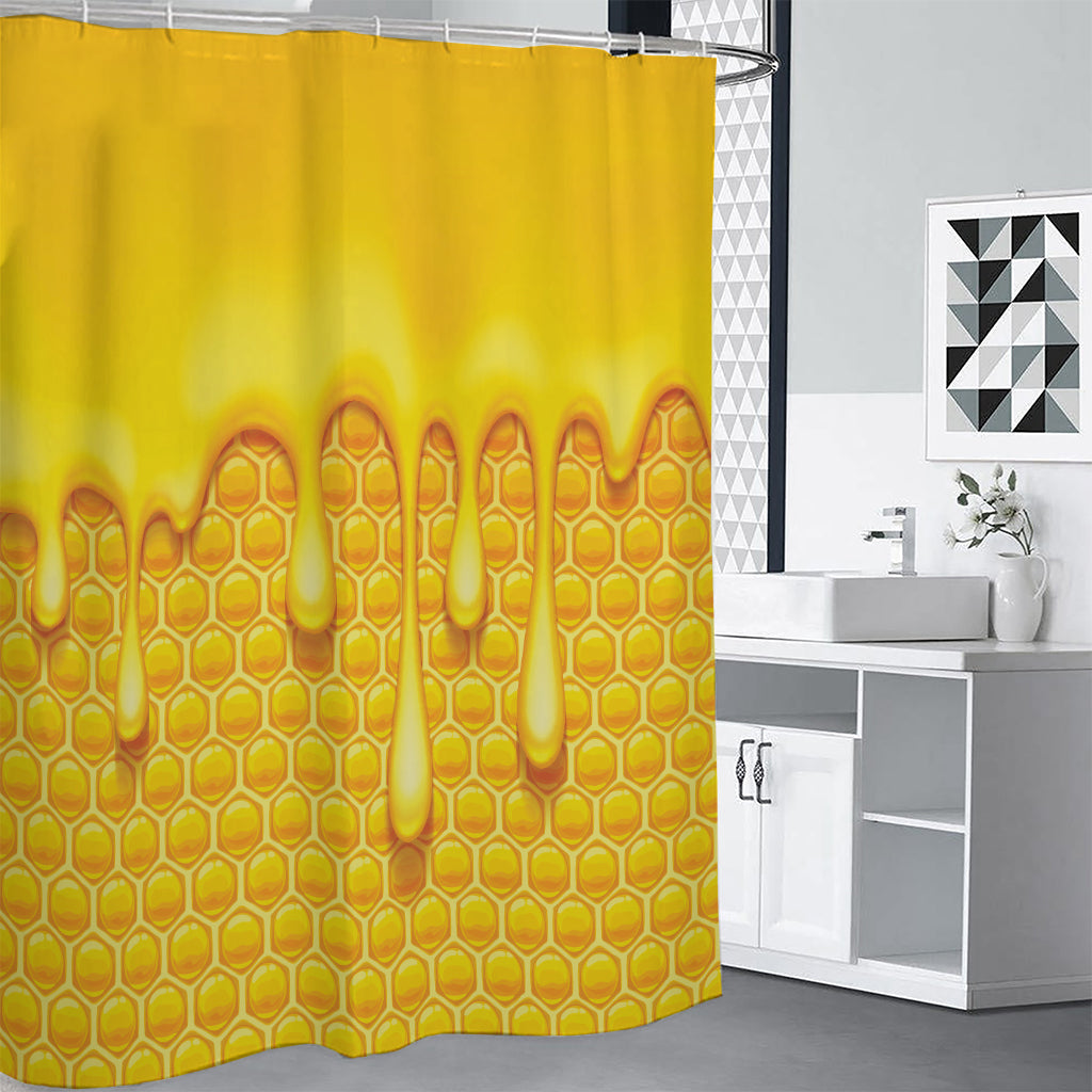Sweet Honey Bee Hive Print Shower Curtain