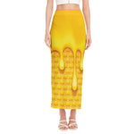 Sweet Honey Bee Hive Print Side Slit Maxi Skirt