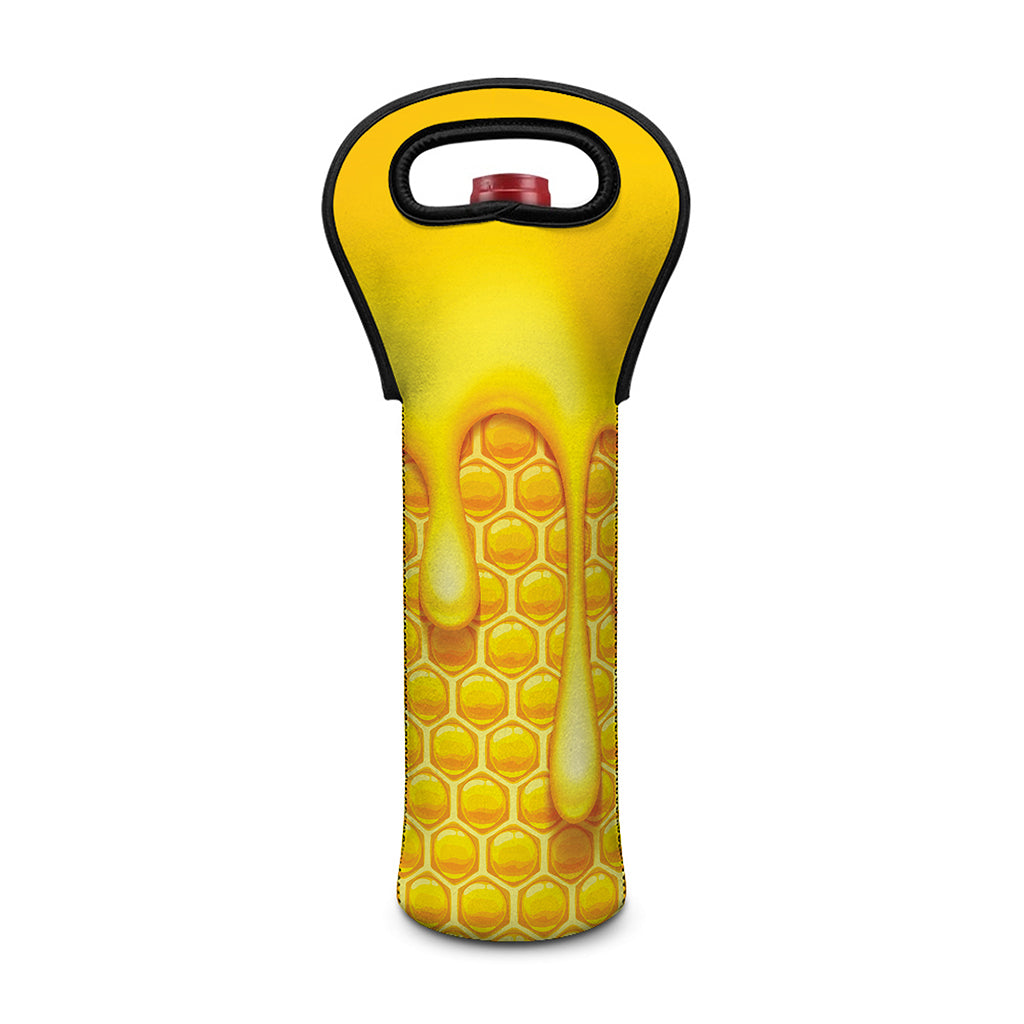 Sweet Honey Bee Hive Print Single Neoprene Wine Tote