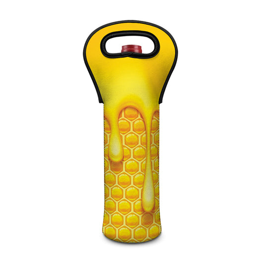 Sweet Honey Bee Hive Print Single Neoprene Wine Tote