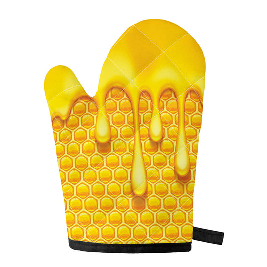 Sweet Honey Bee Hive Print Single Oven Mitt