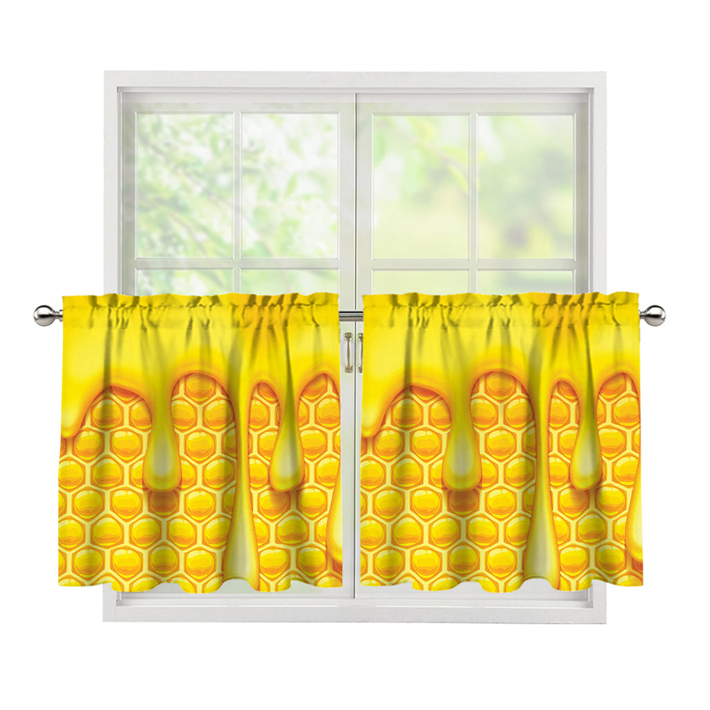 Sweet Honey Bee Hive Print Tier Curtains