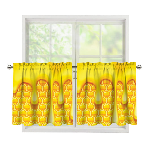 Sweet Honey Bee Hive Print Tier Curtains