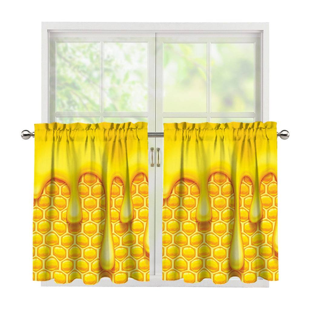 Sweet Honey Bee Hive Print Tier Curtains