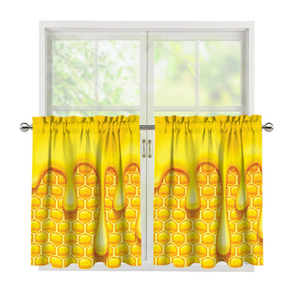 Sweet Honey Bee Hive Print Tier Curtains
