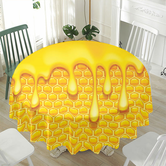 Sweet Honey Bee Hive Print Waterproof Round Tablecloth