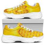 Sweet Honey Bee Hive Print White Chunky Shoes