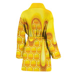 Sweet Honey Bee Hive Print Women's Bathrobe