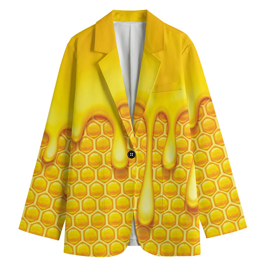 Sweet Honey Bee Hive Print Women's Blazer