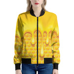 Sweet Honey Bee Hive Print Women's Bomber Jacket
