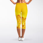 Sweet Honey Bee Hive Print Women's Capri Leggings
