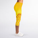 Sweet Honey Bee Hive Print Women's Capri Leggings