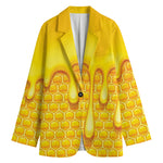 Sweet Honey Bee Hive Print Women's Cotton Blazer
