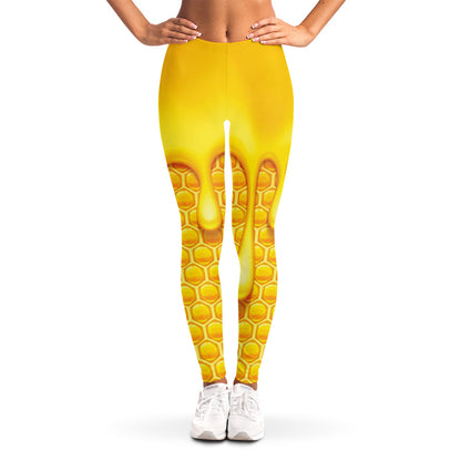 Sweet Honey Bee Hive Print Women's Leggings