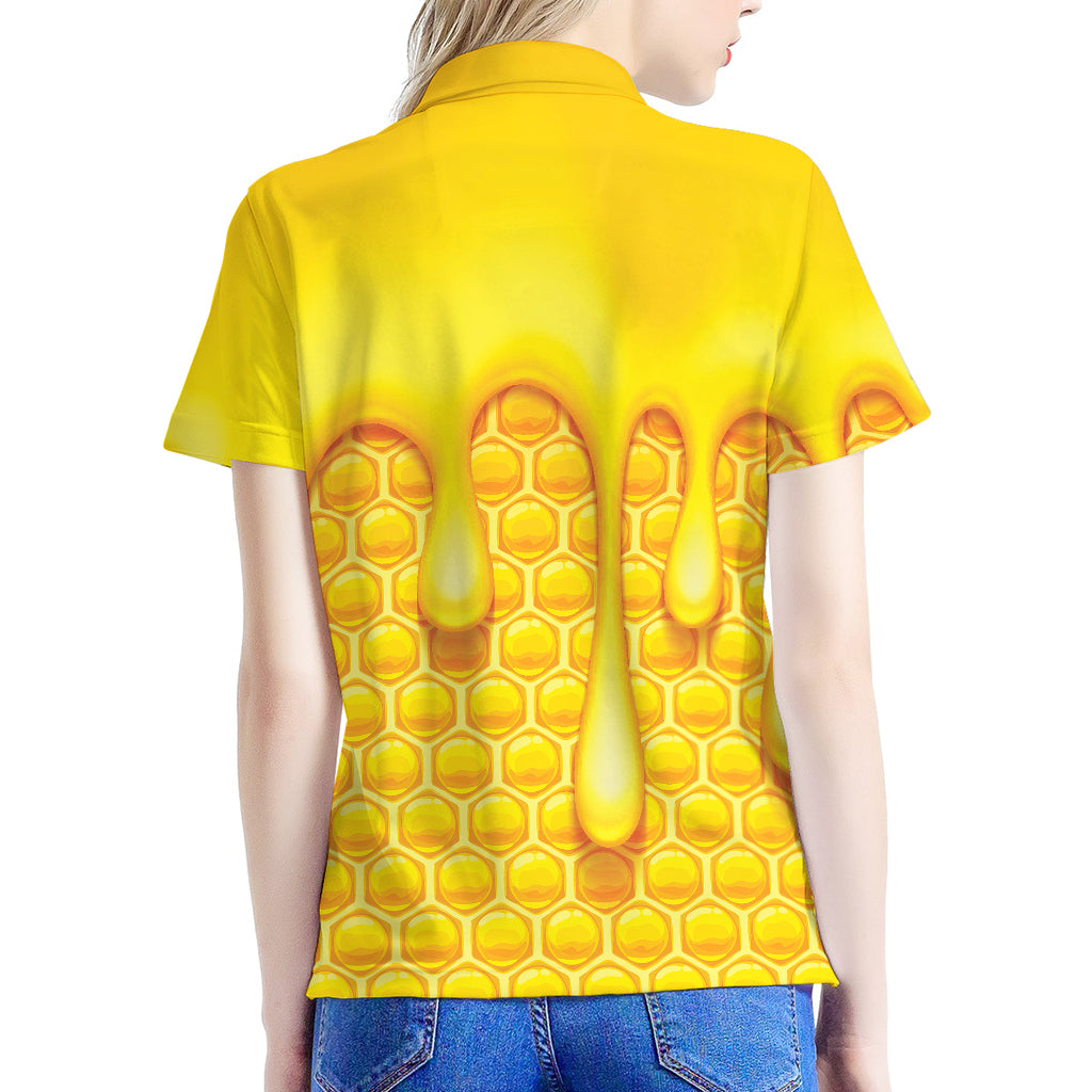 Sweet Honey Bee Hive Print Women's Polo Shirt