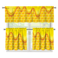 Sweet Honey Honeycomb Print 3 Piece Kitchen Curtains