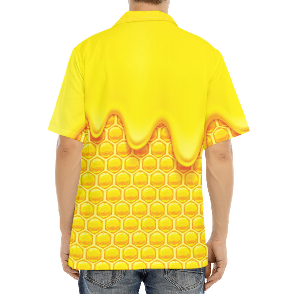 Sweet Honey Honeycomb Print Aloha Shirt