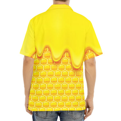 Sweet Honey Honeycomb Print Aloha Shirt