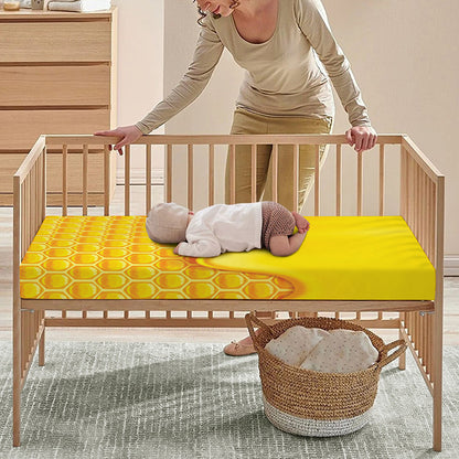 Sweet Honey Honeycomb Print Baby Crib Sheet