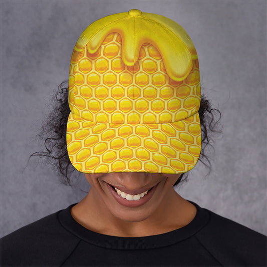 Sweet Honey Honeycomb Print Baseball Cap