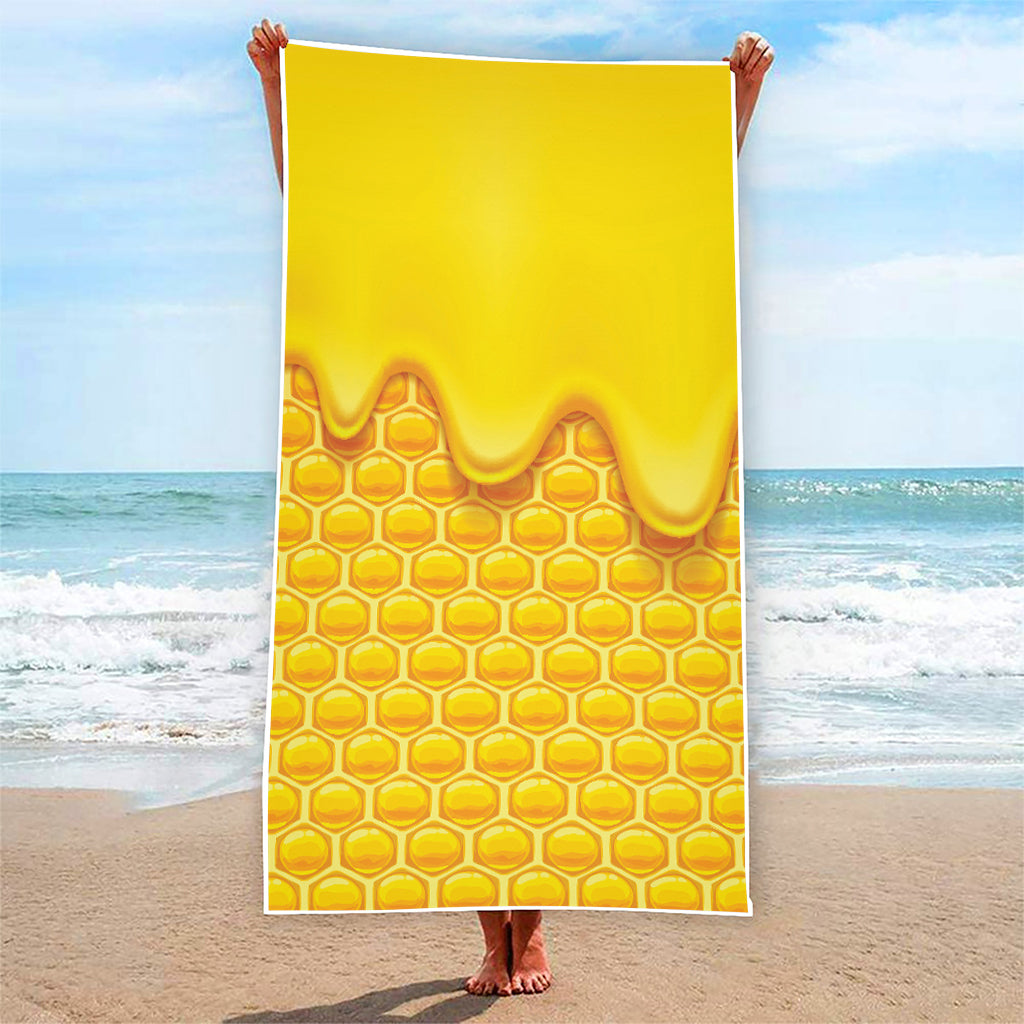 Sweet Honey Honeycomb Print Beach Towel
